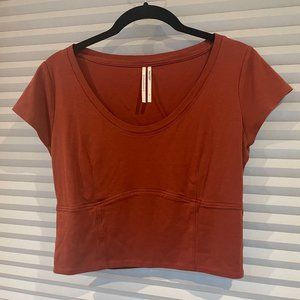 Anthropologie Corset-Waist Cropped Tee burnt orange